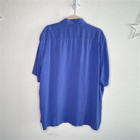 Nat Nast Mens Silk Button Up Shirt Size Xxl Xl Solid Blue Short