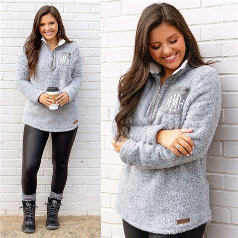 monogrammed sherpa pullover tunic marleylilly