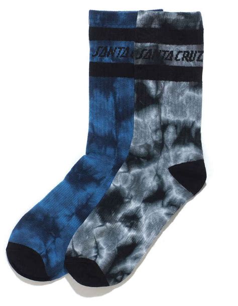 Santa Cruz Mens Tie Dye Strip Sock 2 Pack Size 8 12 Mens