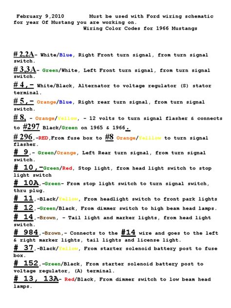This article describes the new electrical cable color code wiring diagram ac and dc in united states,uk,canada,europe for single phase or three phase in electrical engineering, different wires have different color codes. 1966 Mustang Wiring Color Coding | Switch