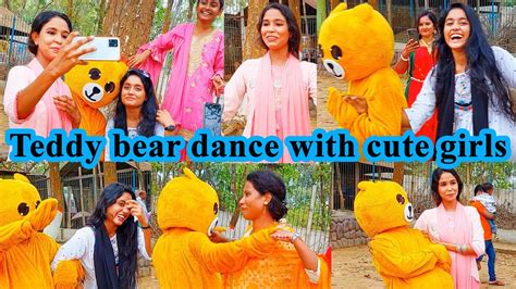 Teddy Bear Dance With Cute Girls In Park Ah Teddy Prank Videos Youtube