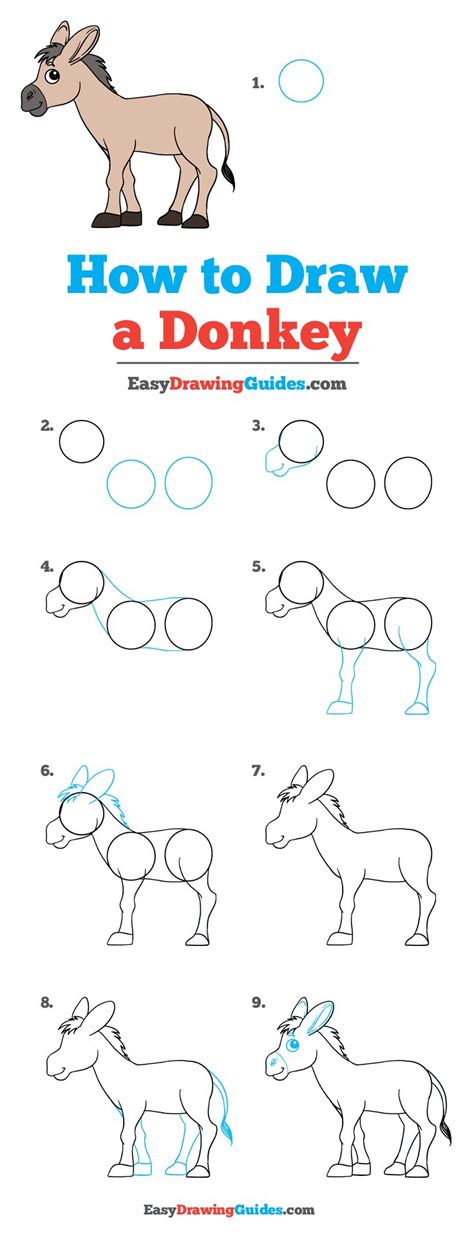 How to draw donkey step by step for kids how to draw cartoon donkeys & mules with simple steps lesson How to Draw a Donkey - Really Easy Drawing Tutorial ...