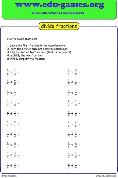 Fraction Worksheets For 5th Graders