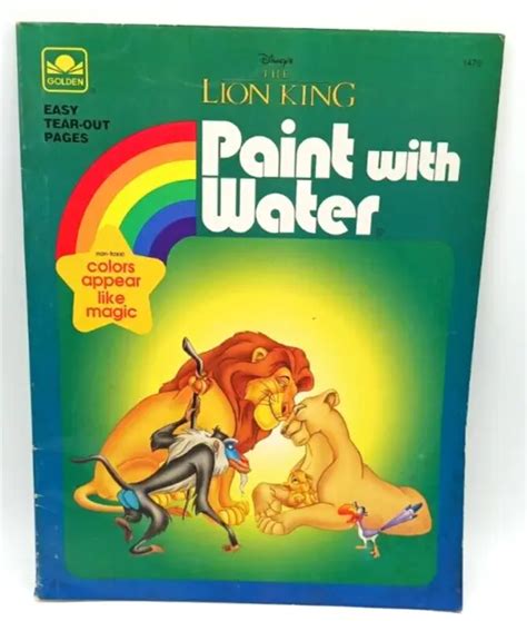 1994 The Lion King Paint With Water Book Golden Books Vintage New Used