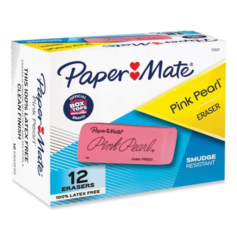 Paper Mate Pink Pearl Eraser For Pencil Marks Rectangular Block