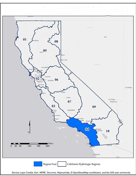 Ten Hydrologic Regions For The State Of California Source