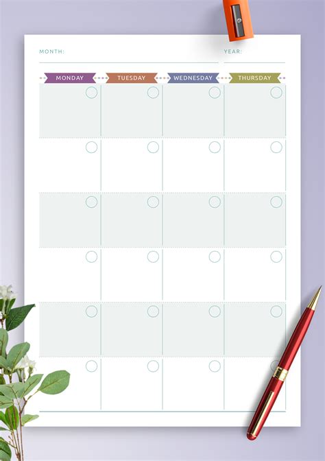 Month At Glance Blank Calendar