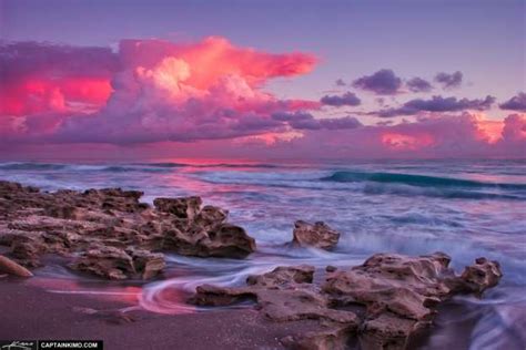 Pink Velvet Sunrise Over Carlin Park Beach Jupiter Florida Hdr Photography By Captain Kimo