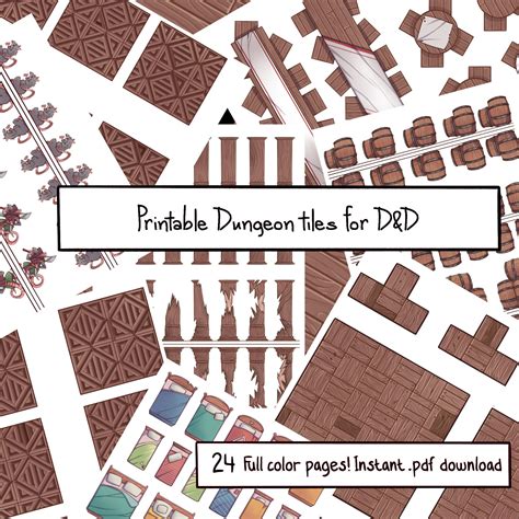 Printable Wooden Dungeon Tiles Set Dndttrpg Rpg Etsy
