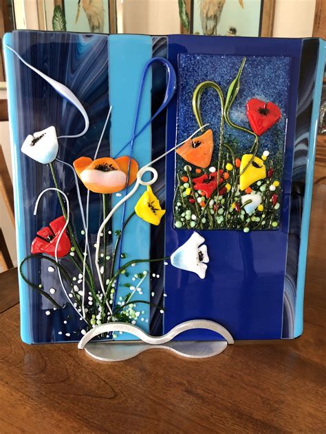 Designed By Annie Dotzauer This Fused Glass Poppy Panel Was Made For A Donation To St Judes