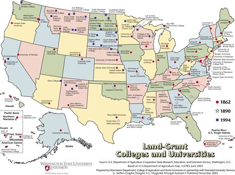 Us College And University Land Grant Map Usa • Mappery