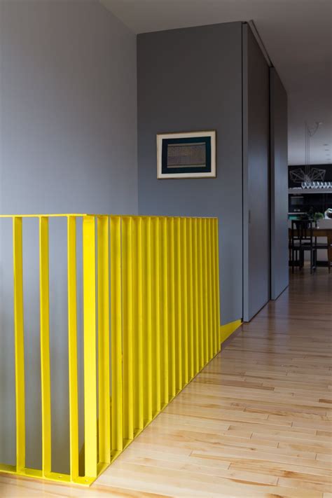 A Classic Meets Eclectic Montréal Home Yellow Stairs Stair Banister
