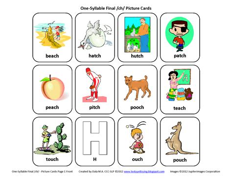 Check spelling or type a new query. Testy yet trying: Final CH: Free Speech Therapy Articulation Picture Cards