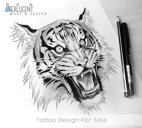 Tiger Tattoo Design Linework Etsy