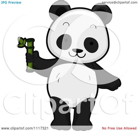 Cartoon Of A Cute Panda With Bamboo Royalty Free Vector