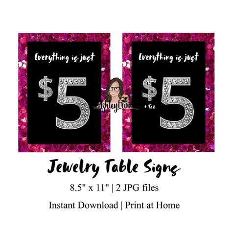 Jewelry Signs Digital Download Jewelry Table Signs Jewelry Etsy