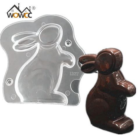 Wowcc 3d Easter Bunny Plastic Chocolate Mold Polycarbonate Rabbit Candy