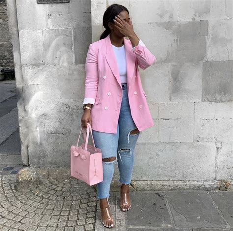 Pin By Tiffany Nicole On Black Women In Luxury Pink Blazer Outfits