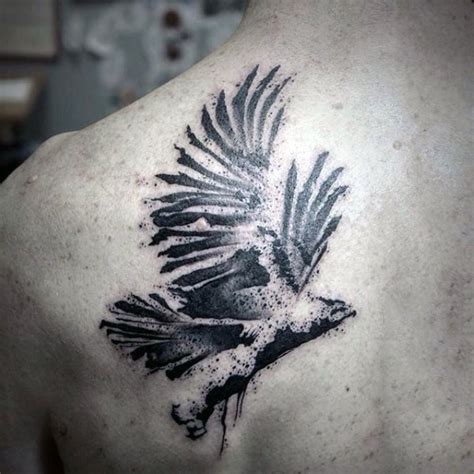 Abstract Style Black And White Eagle Tattoo On Scapular Tattooimagesbiz