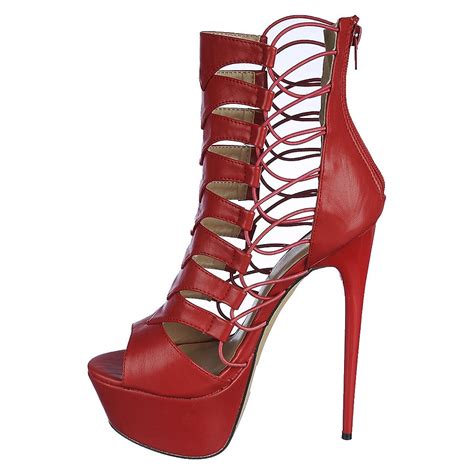 Shiekh Red Womens Vicky 01 High Heel Platform Shoe