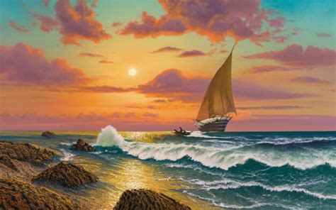 Premium Ai Image Sailboat Sailing Towards The Horizon At Sunset