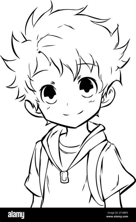 Cute Little Boy Anime Manga Cartoon Vector Illustration Graphic Design