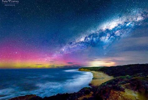 Aurora Australis And The Milky Way Over Bellsbeach Victoria Australia