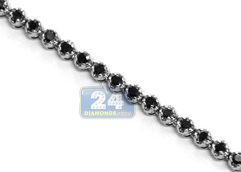 Simple and flawless, these are the best tennis chains if you're looking to wear individually or layer multiple pairs. Mens Black Diamond Tennis Chain 14K White Gold 17.30 ct 33" 4mm