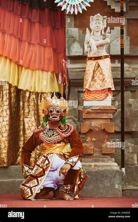 Traditional Balinese Costume And Mask Tari Wayang Topeng Characters