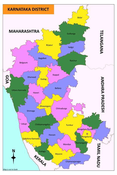 Karnataka State Map Outline Detailed Vector India Country Outline