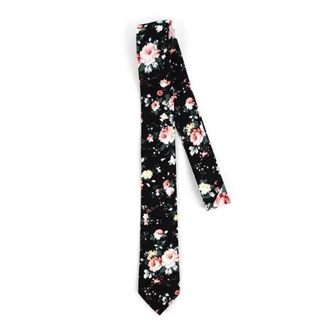 black floral cotton men s skinny tie