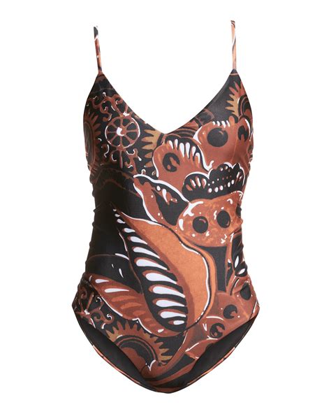 Mara Hoffman Emma Brushstroke Print Cross Back One Piece Swimsuit