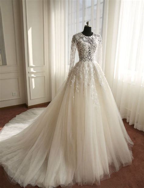 27prom.com custom made glamorous long sleeve lace wedding dress | 2020 mermaid bridal gowns on sale. Real Samples Long Sleeves Muslim Wedding Dress,Lace ...