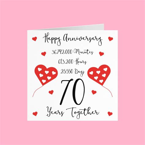 70th Wedding Anniversary Card 70 Years Together Happy Etsy