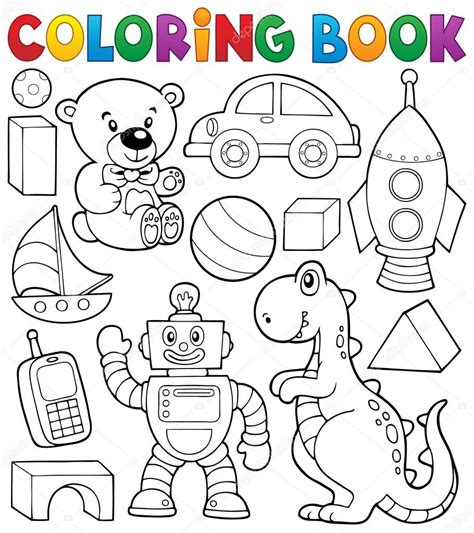 Libro Para Colorear Con Temática De Juguetes 2 — Vector De Stock