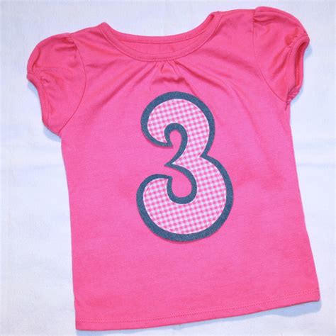 Girls 3rd Birthday Shirt With Number 3 In Pink Gingham And