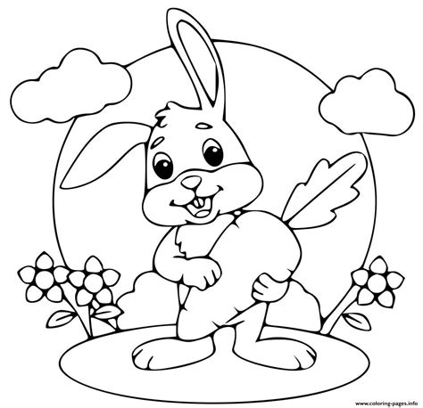 Cute Rabbit Holding Carrot Coloring Page Printable