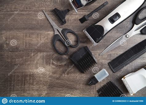 Hair Clippers And Hair Trimmer With Comb And Scissors Stock Photo