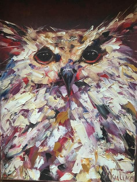 Learn how to paint a pumpkin topiary painting step by step with acrylics on canvas. Owl original Impasto oil painting Abstract bird Owl oil ...