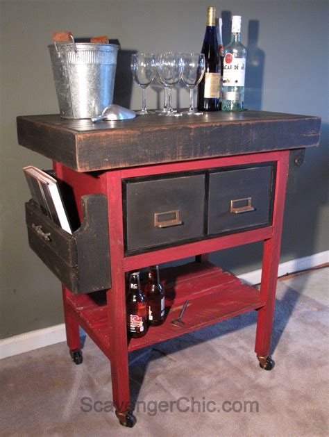 Upcycled Metal File Cabinet Bar Cart Kitchen Cart Bar Cart Recycled Furniture File Box