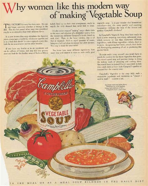 Vintage 1928 Campbells Vegetable Soup Food Kitchen Art Decor Print Ad Db5