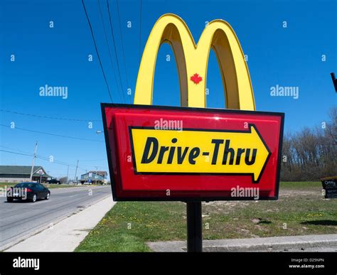 Mcdonalds Drive Thru Restaurant Sign Ontario Canada Stock Photo Alamy