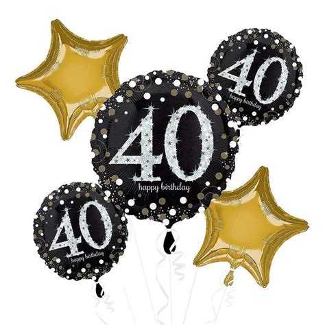 40th Birthday Balloon Bouquet 5pc Sparkling Celebration Balloon
