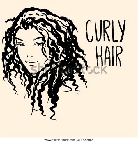 vector portrait girl curly hair stock vector royalty free 313537085