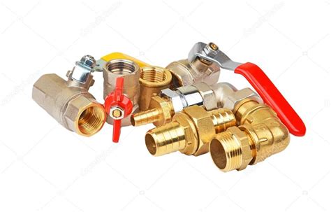 Plumbing fitting and ball valve, isolated on white background #83874786