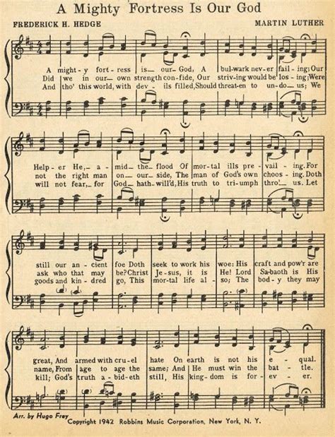 Sonday A Mighty Fortress Is Our God Antique Hymn Page Printable