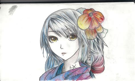 Traditional Anime Girl By Zrucci On Deviantart