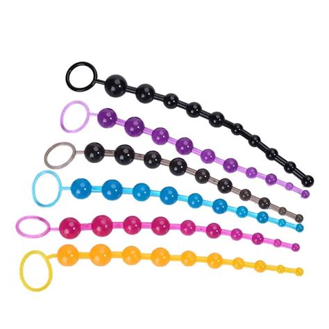 10 Beads Soft Rubber Anal Plug Beads Long Orgasm Vagina Clit Pull Ring