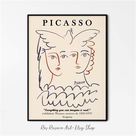 Picasso Poster Abstract Face Art Modern Minimalist Picasso Etsy