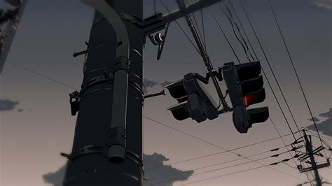 Hd Wallpaper Electrical Post Illustration Anime Street Light Sky